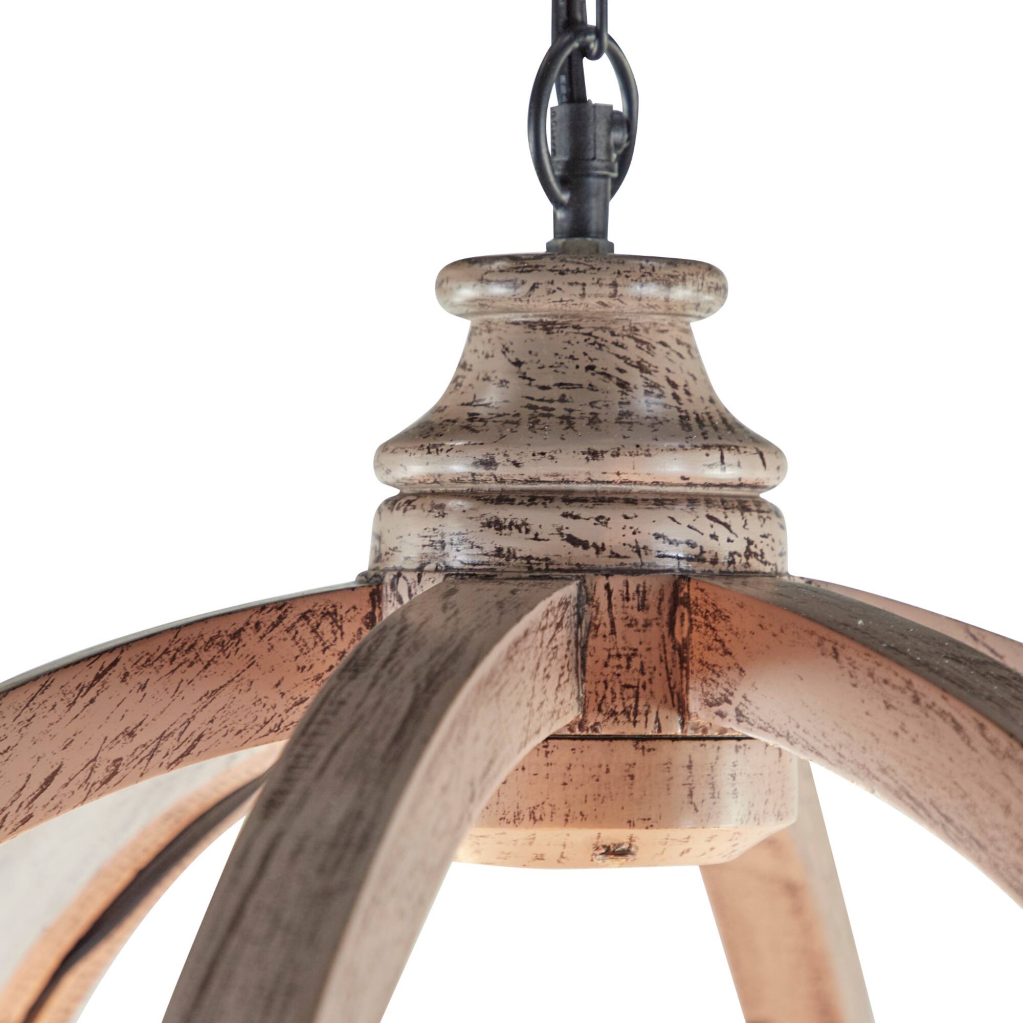 Gold Wood Rustic Caged Chandelier , 28" x 21" x 21"
